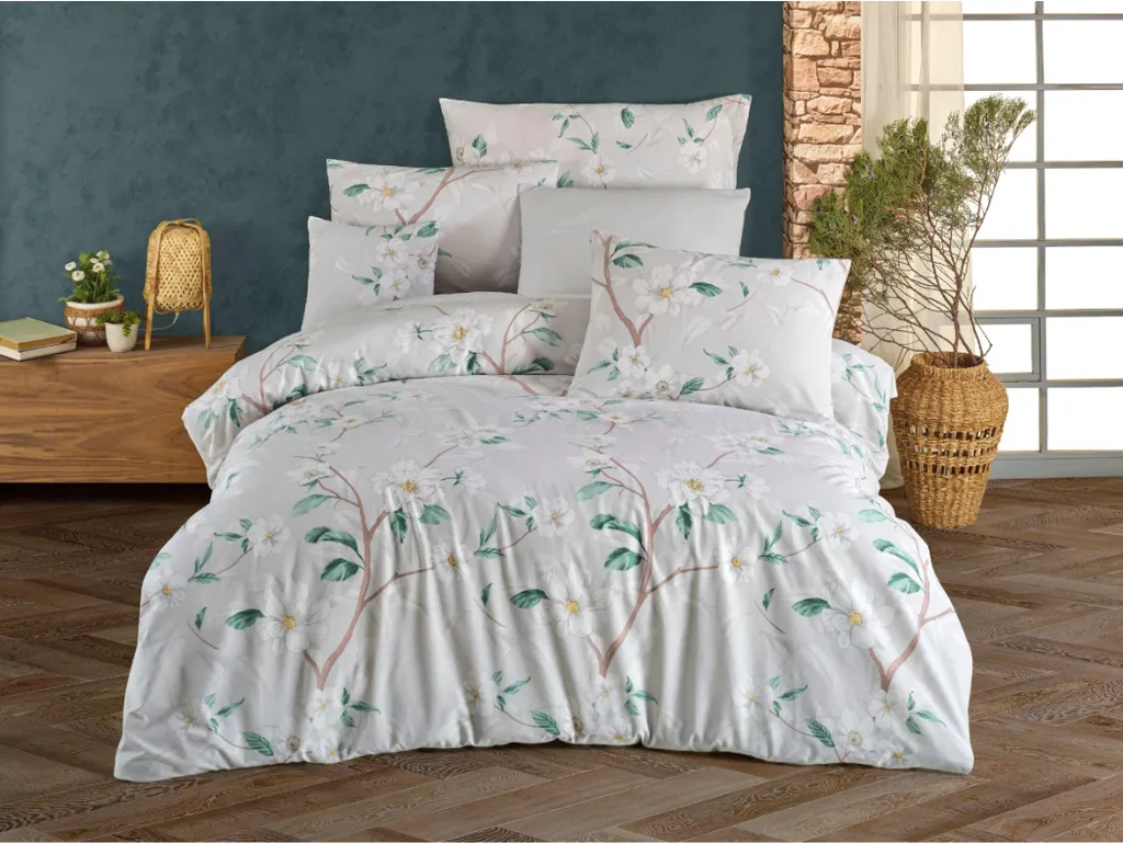 Parure Copripiumino Lino Cotone Francese 240x220 Saly Verde | Qualità