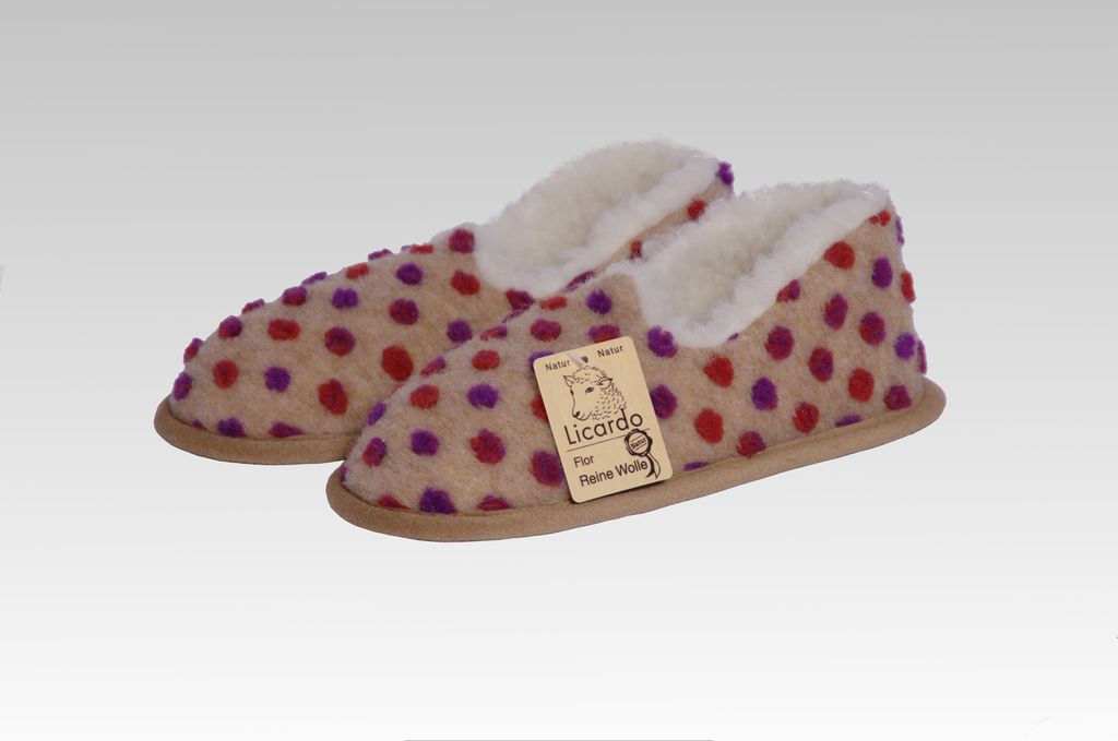 Mokassin Hausschuhe Wolle beige beige