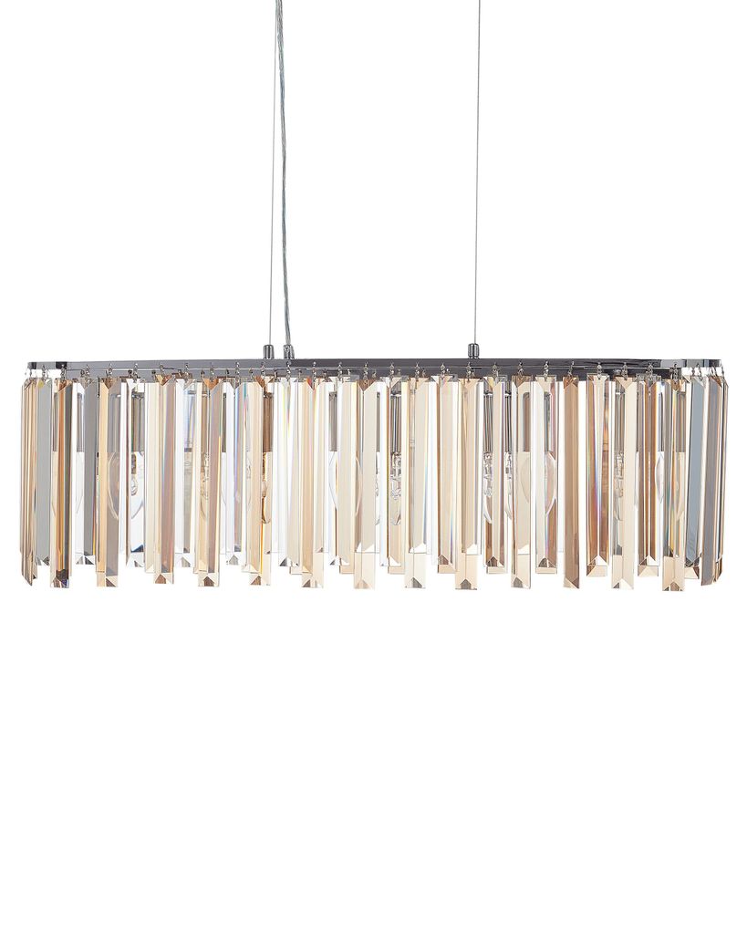 BELIANI Kronleuchter Silber Eisen Hängeleuchte mit Glaskristallen Chrom Verarbeitung Beleuchtung Glamour Stil Wohnzimmer Esszimmer