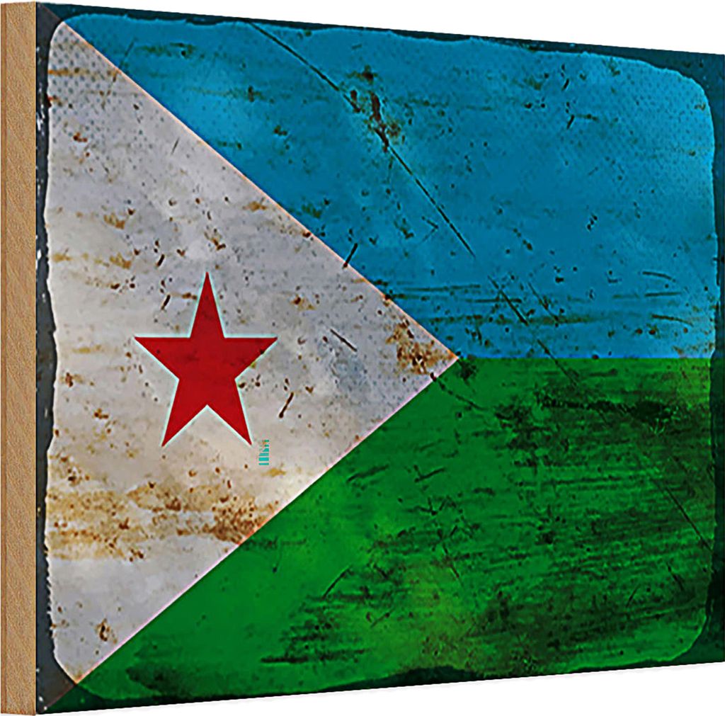 Holzschild Flagge Dschibuti 30x20cm Flag Djibouti Rost