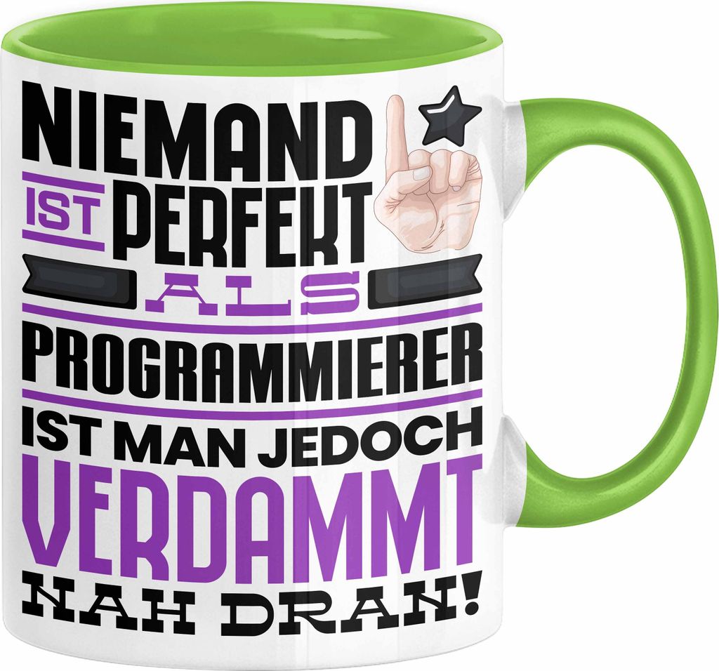 Programmierer Geschenk Tasse Lustige Geschenkidee für Programmierer Geburtstag Kaffee-Becher Niemand Ist Perfekt Aber Als Programmierer Ist Man Na...