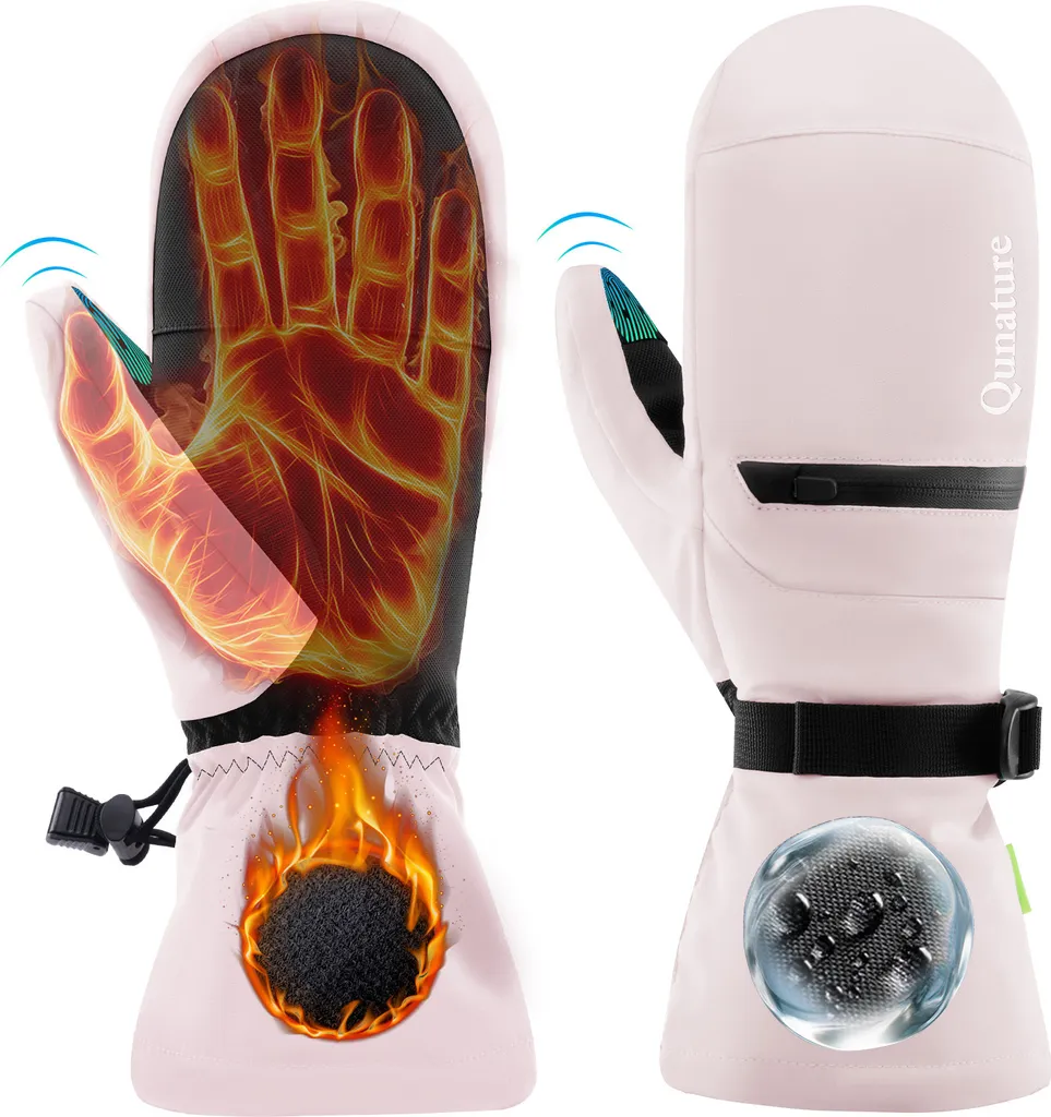 Gants de ski Qunature chauds et coupe-vent rose taille L pour l'hiver