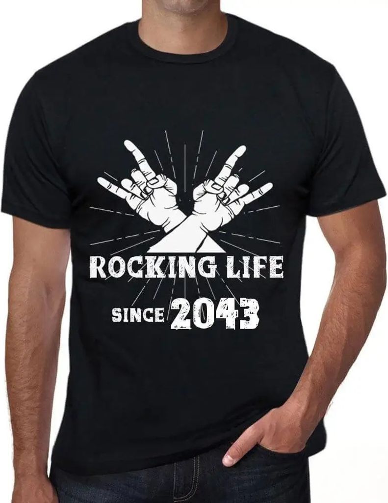 Herren Grafik T-Shirt Das Leben rocken seit 2043 – Rocking Life Since 2043 – Öko-Verantwortlich Vintage Jahrgang Kurzarm Lustige Druck Geburtstag
