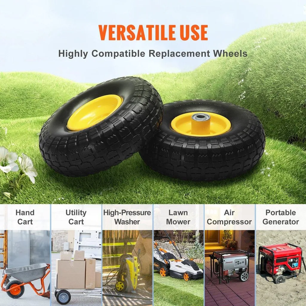 Roue increvable 10 pouces en polyuréthane pour chariot et diable x2