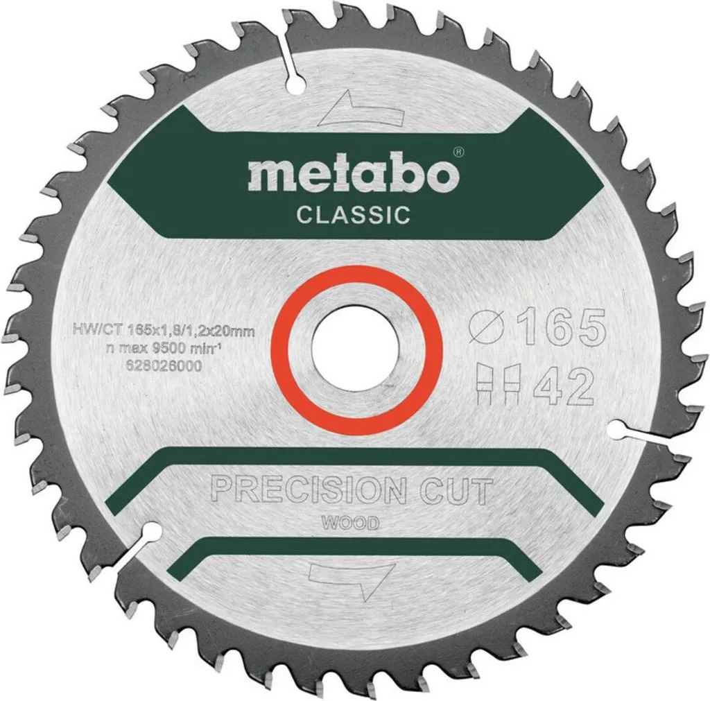 Lama Metabo 165x20mm 42 Denti 628026000 - Ricambio Originale Legno
