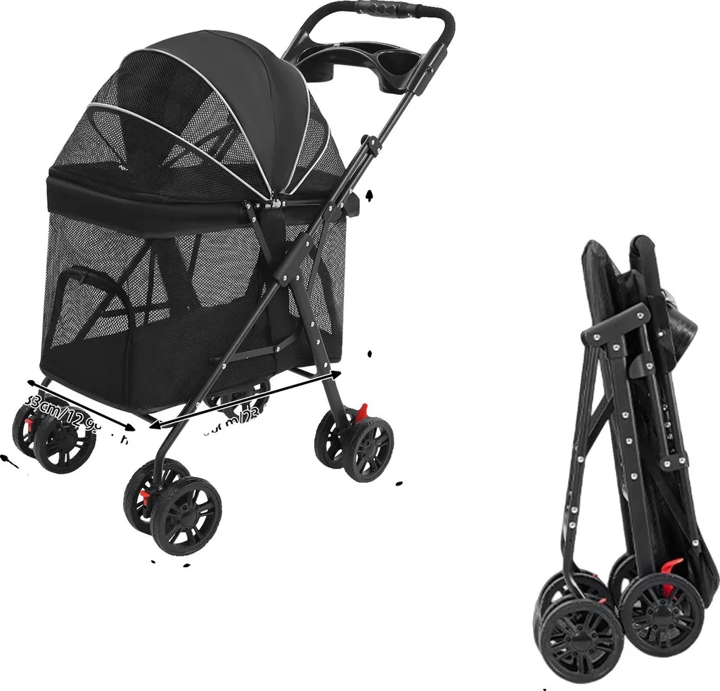 Chariot de transport pour vieux chiens, poussette de promenade assistée