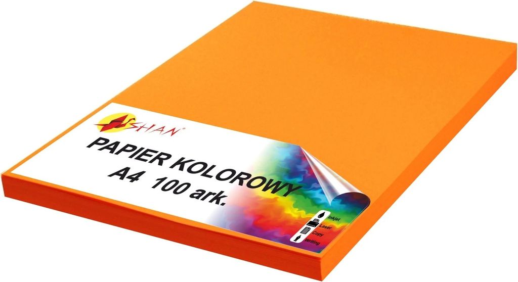 Papier couleur A4 80g orange fluo néon 100 feuilles Image du produit 