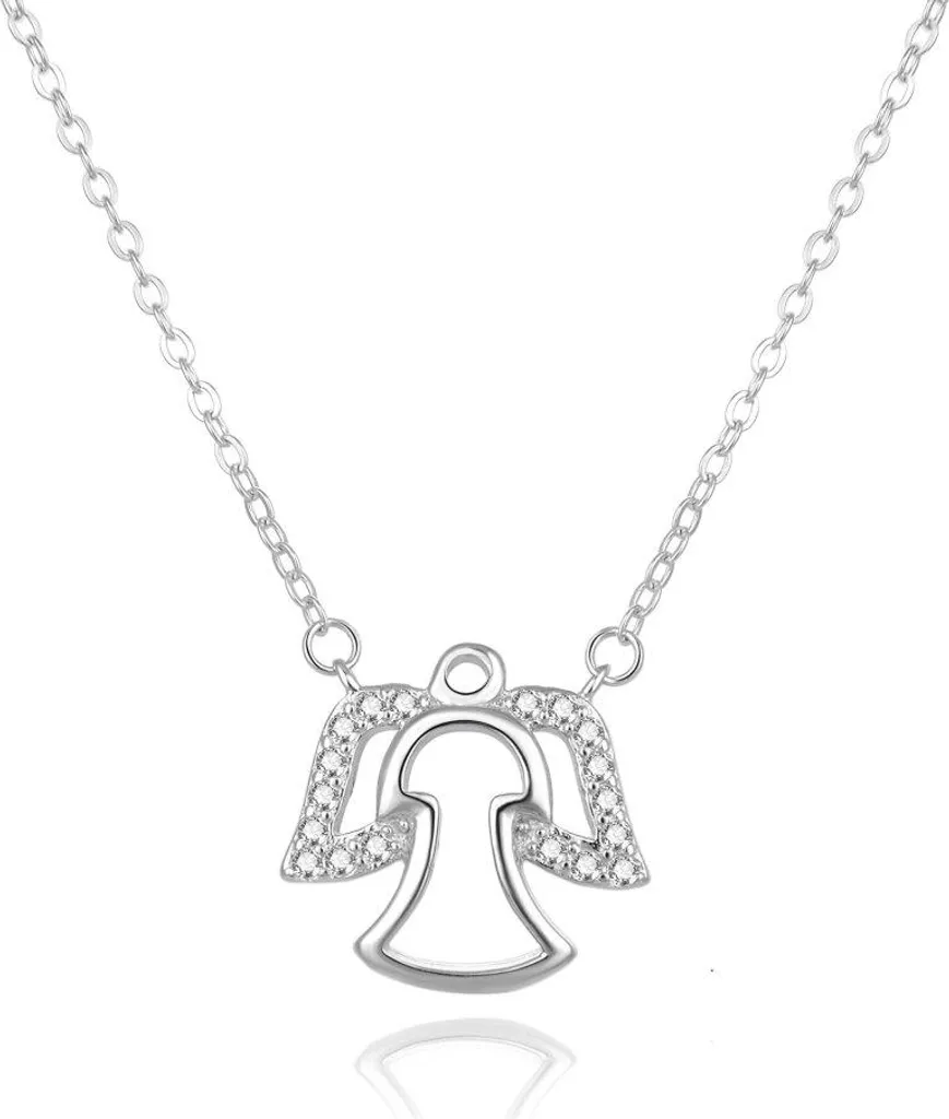 Collier ange en argent massif 925, finition brillante et design pur