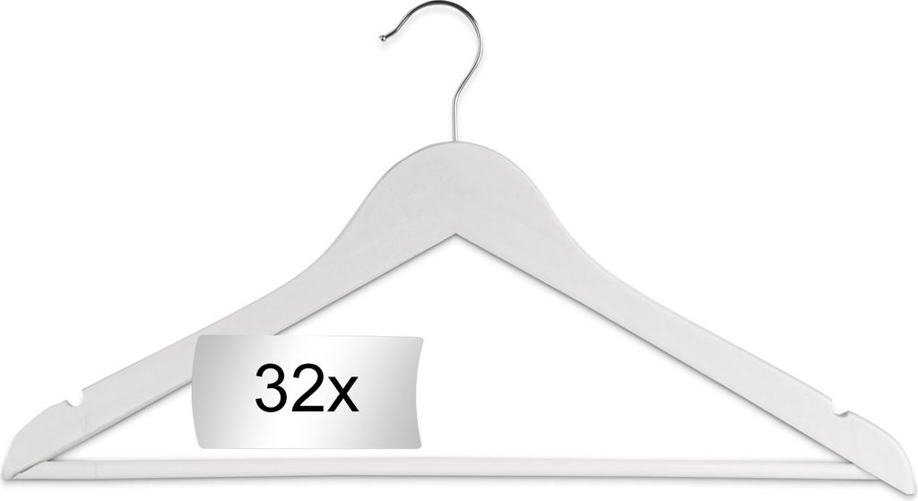 Kleiderbügel - Weiß - Holz - 32er Set