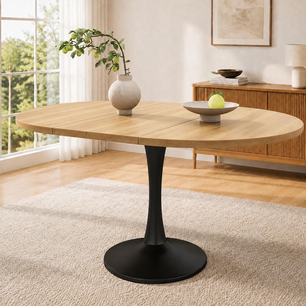 Uitschuifbare eettafel, 100/140 x 100 x 75 cm, ovale Productafbeelding 