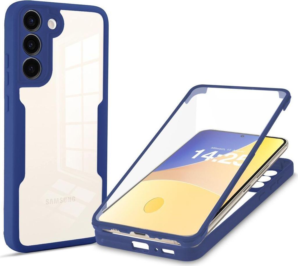 360 Grad Rundum Schutz Handyhülle für Samsung Galaxy S23 Full Cover Vollschutz Case Farbe: Blau