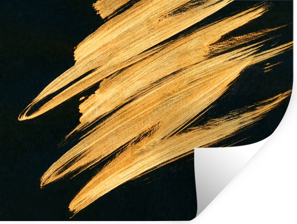MuchoWow Wandtattoo Wandsticker Wandaufkleber Gold - Farbe - Streifen - Luxus - Abstrakt 120x90 cm Selbstklebend und Repositionierbar - Aufkleber