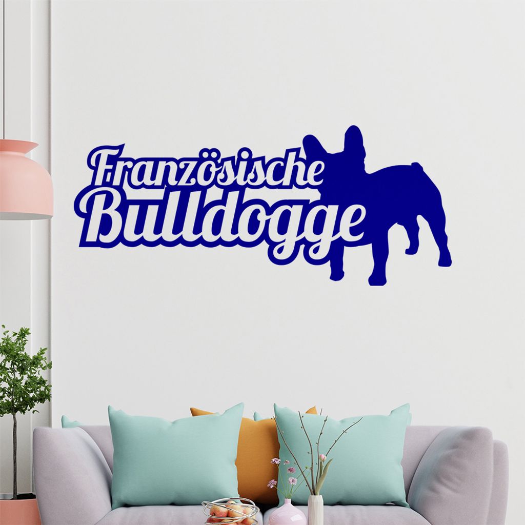 KIWISTAR Französische Buldogge mit Namen Schrift Wandtattoo in 6 Größen - Wandaufkleber Wall Sticker - Dekoration, Küche, Wohnzimmer, Schlafzim...