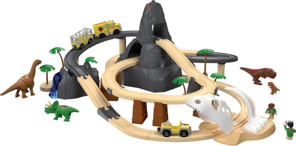 LUPILU® Holz Eisenbahn Set XL Dinoland Buchenholz Spielzeug Produktbild 