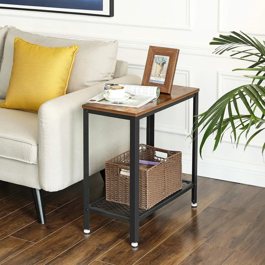 VASAGLE Table d'Appoint Industrielle LET41X avec Étagère en Métal - 7