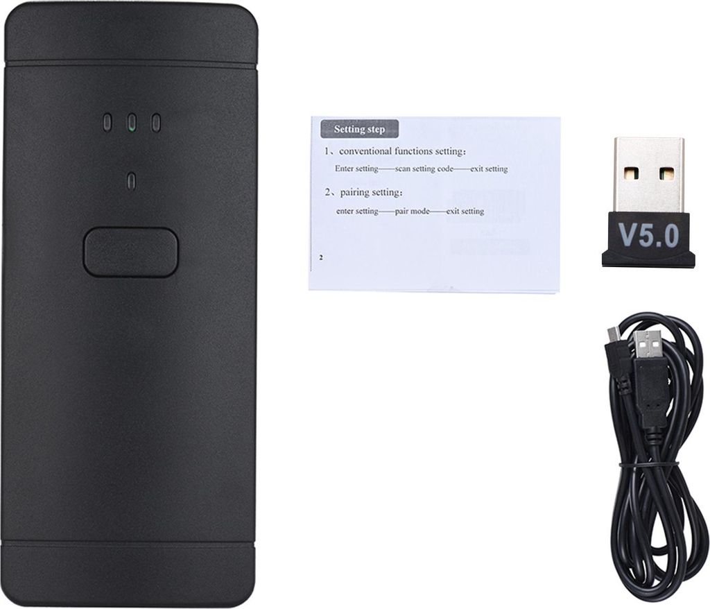 P2000 Tragbarer Mini-Barcode-Scanner mit kabellosem USB-Kabel, 1D-2D-Bild, QR-PDF417-Barcode-Leser, 130.000 Inventarspeicher, mehrsprachig, für Wi...