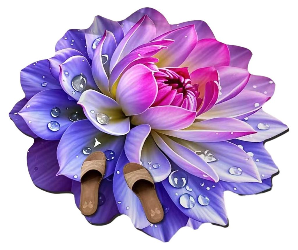 3D-Blumenteppich, realistisches 3D-Blumenmuster, Plüsch-Fußmatte, rutschfest, weicher Samt, Badezimmermatte für Wohnzimmer, Schlafzimmer, Küche...