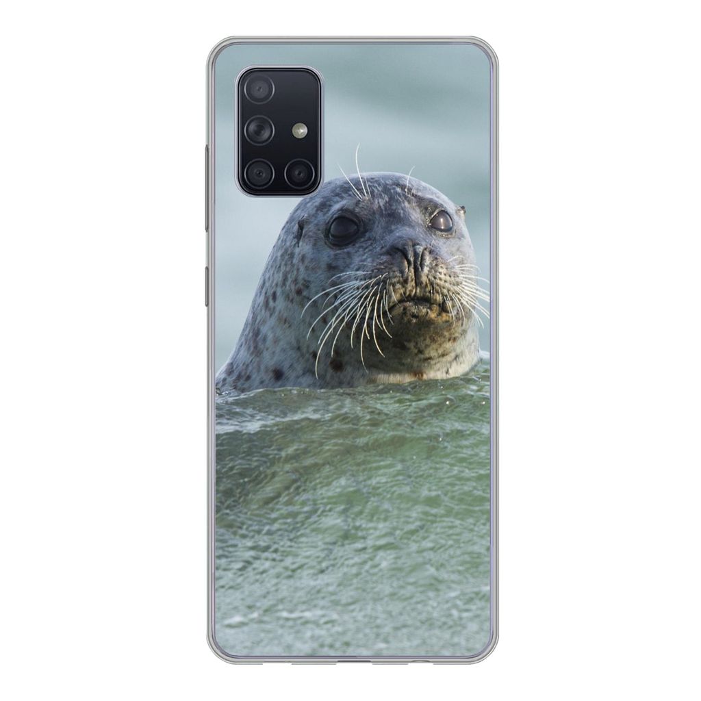 MuchoWow Handyhülle Schutzhülle Hülle für Samsung Galaxy A51 Nordsee - Seehund - Wasser Silikon Softcase Handy Hülle - Schutzabdeckung