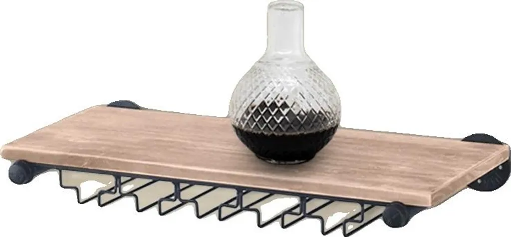 Rangement vin mural gain de place en bois et fer, idéal cuisine 27"