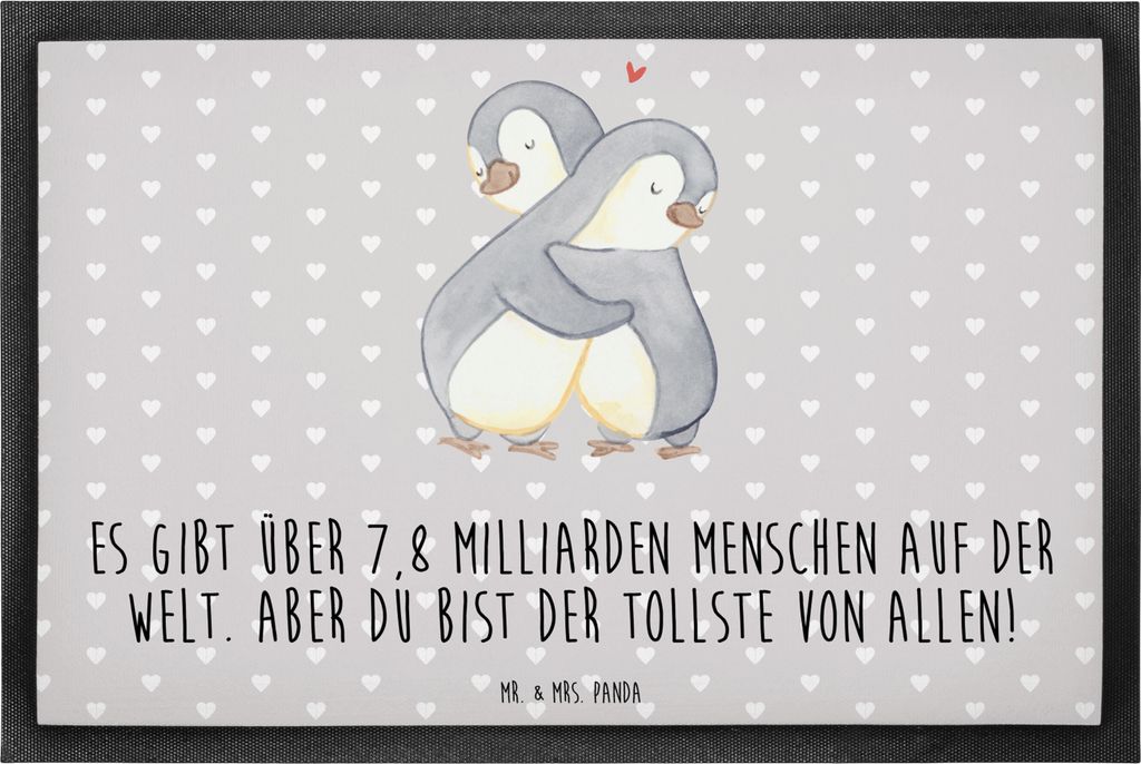 Mr. & Mrs. Panda fußmatte Pinguine Kuscheln 60 x 90 cm - Grau Pastell - Geschenk, Freundin, für Frauen, Jahrestag, Valentinstag, Hochzeitstag, Mi...