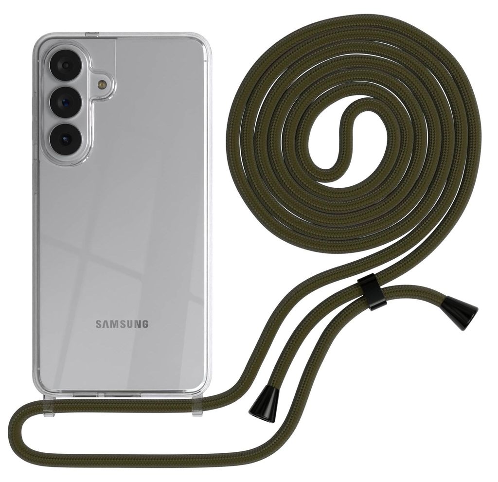 EAZY CASE Handykette kompatibel mit Samsung Galaxy S26 Plus, Handyhülle mit Umhängeband, Handykordel, Schutzhülle Clear, Band in Grün