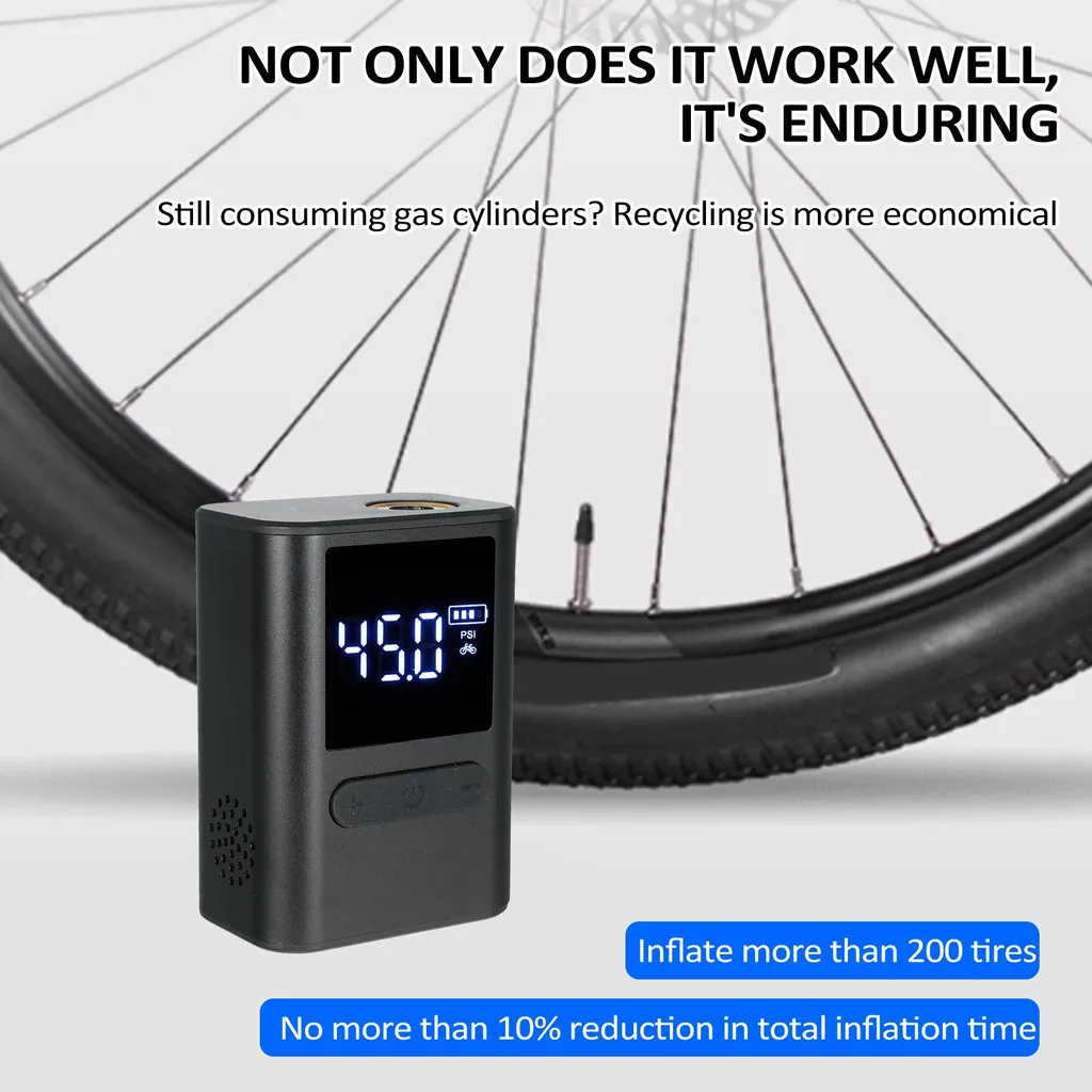 Pompe à vélo électrique portable et mini compresseur de poche noir