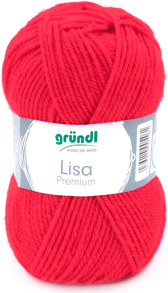 50 Gramm Gründl Lisa Premium Uni 12 Signalrot Produktbild 