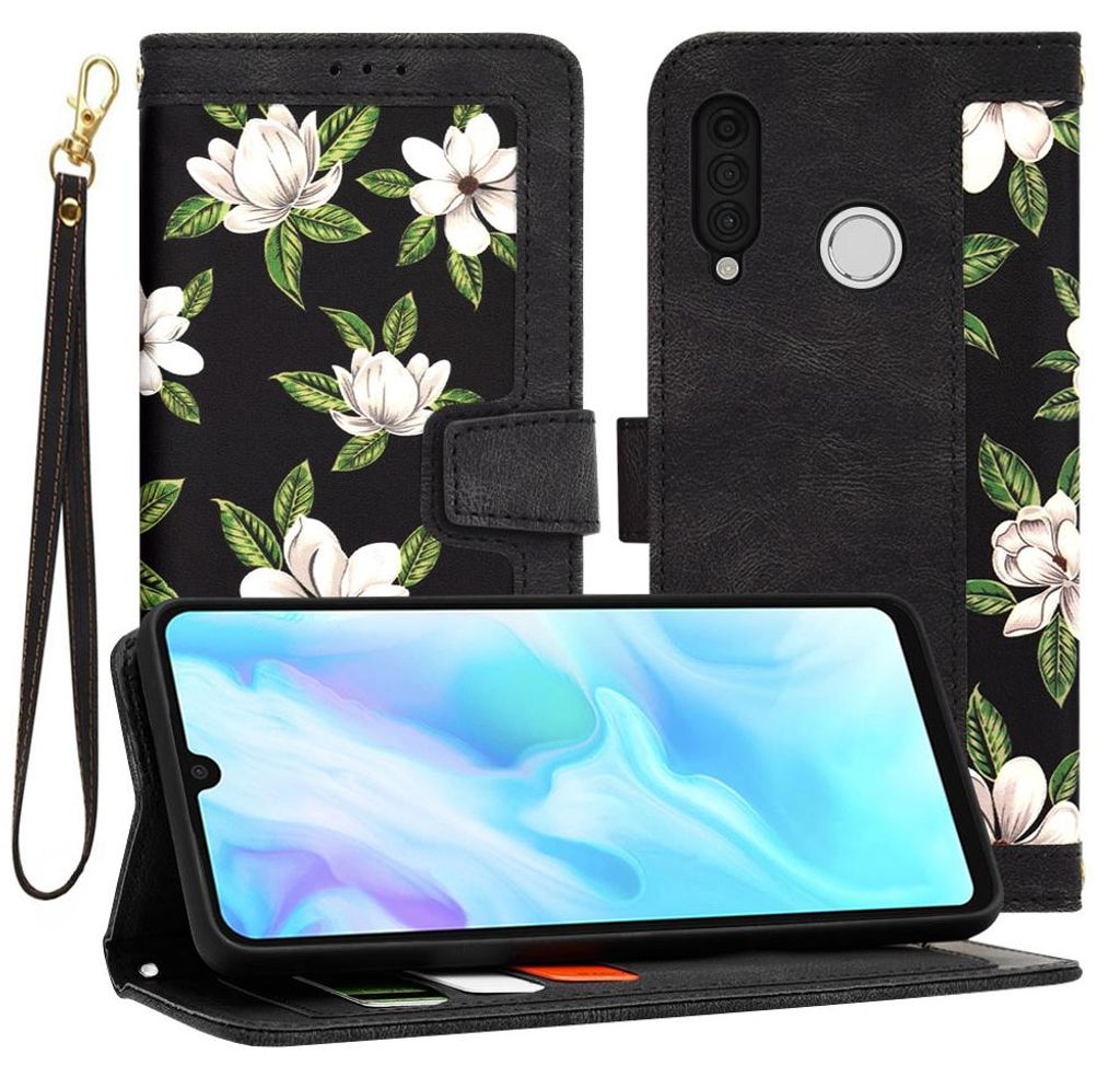 Techsuit FlipCraft Book Wallet Klapphülle mit Kabel für Huawei P30 Lite / P30 Lite New Edition - Flowers of the Dawn