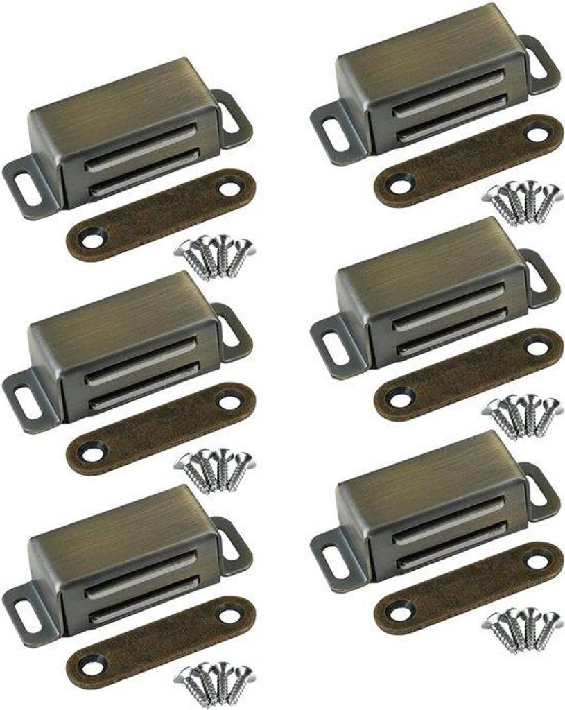 Magnetschrauben für Schranktüren - Stabile 8 kg Magnetklammern - Edelstahl - Magnetische Türschlösser für Möbel und Balkonflügel - Bronze (6...