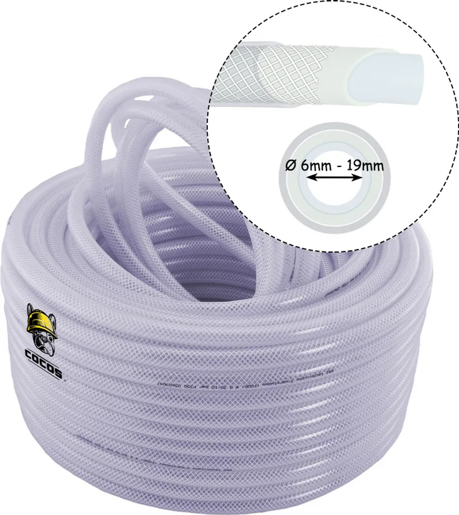 Tuyau d'air et eau pour compresseur ou usage alimentaire 25m PVC 10mm