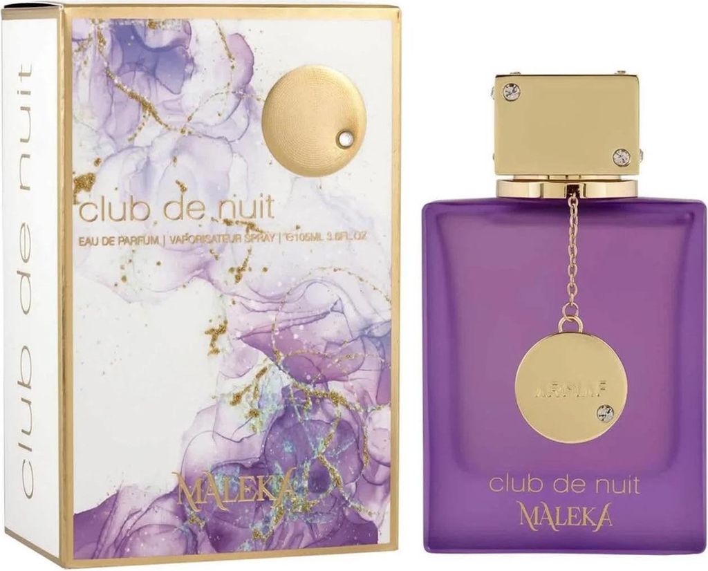 A perfume box and bottle are displayed side-by-side against a white background.