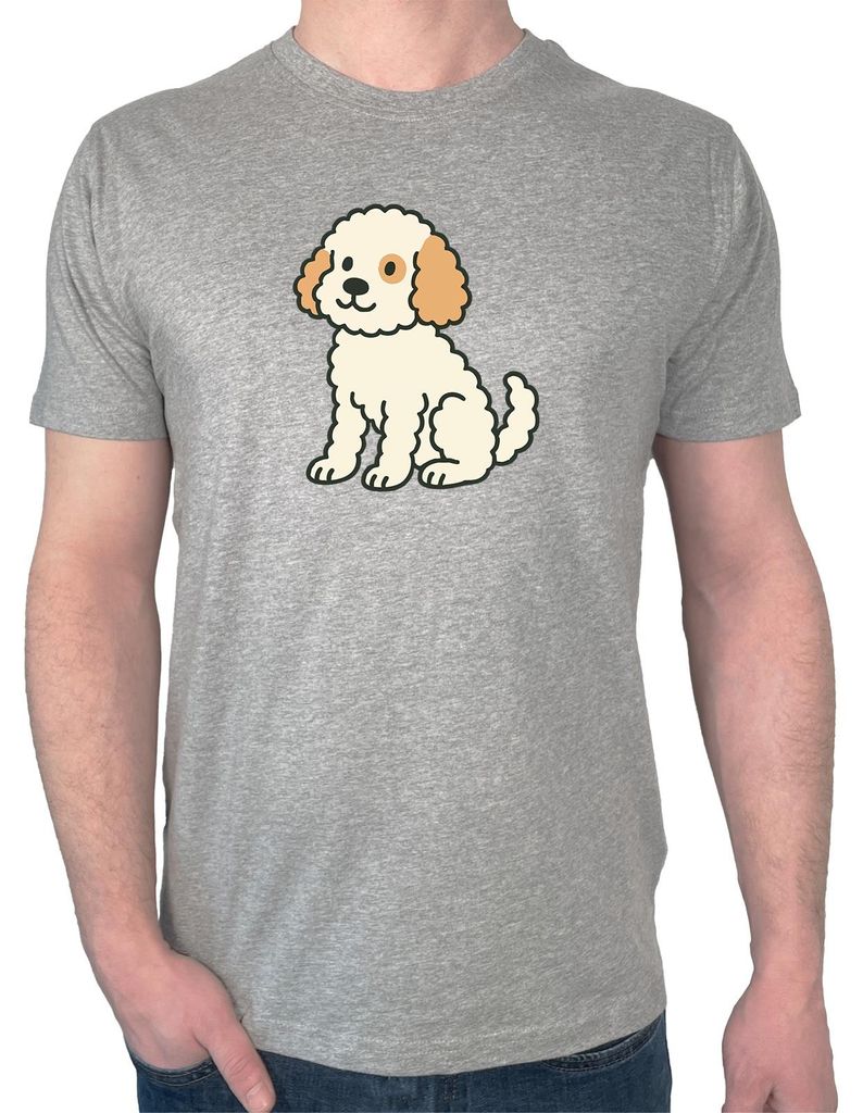 Huuraa Herren T-Shirt Cavapoo Comic Caviepoo XL Sport Grey Bio Baumwolle Fairtrade Herrenshirt Geschenkidee