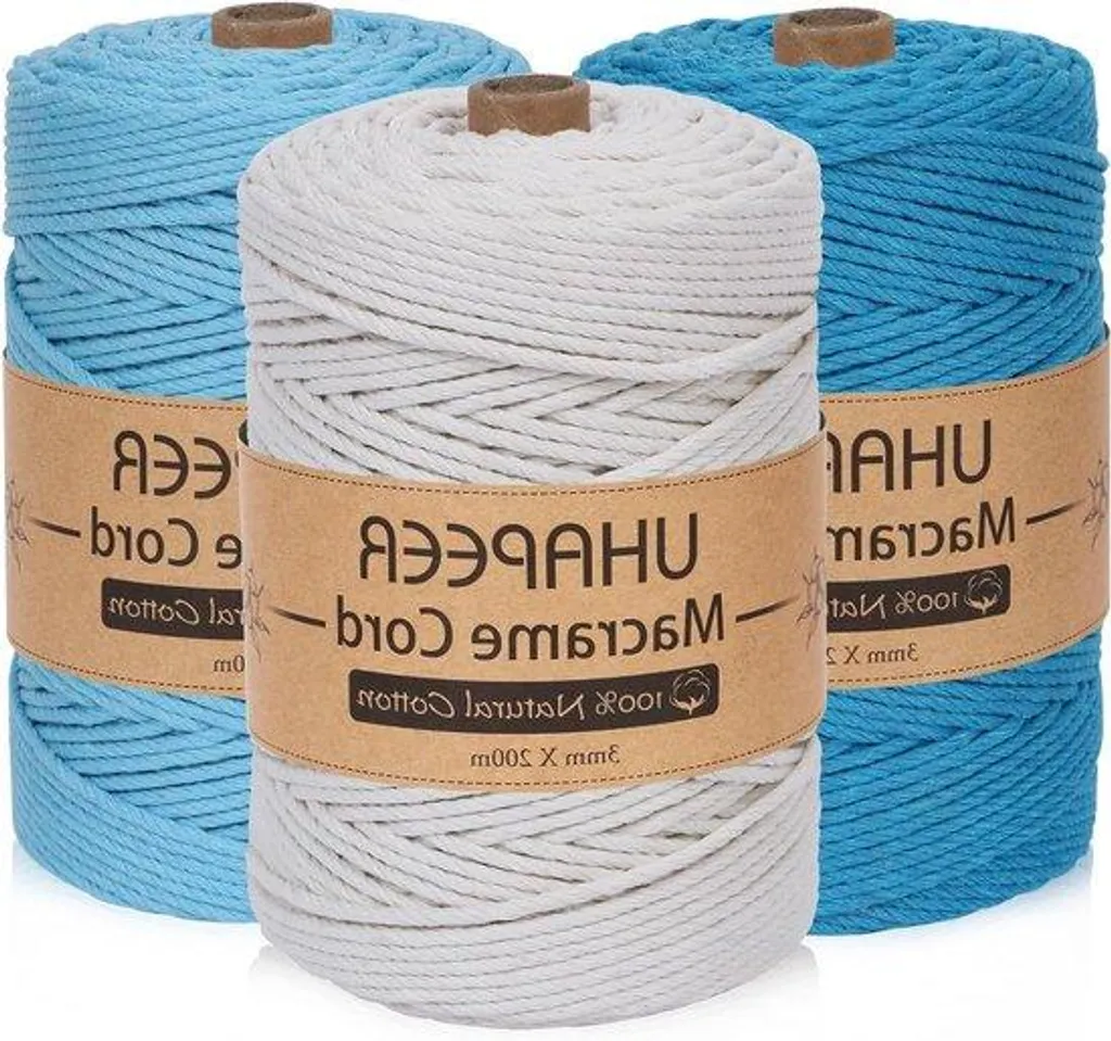 Ficelle macramé 3mm sans nœuds internes 200m pour DIY et décoration