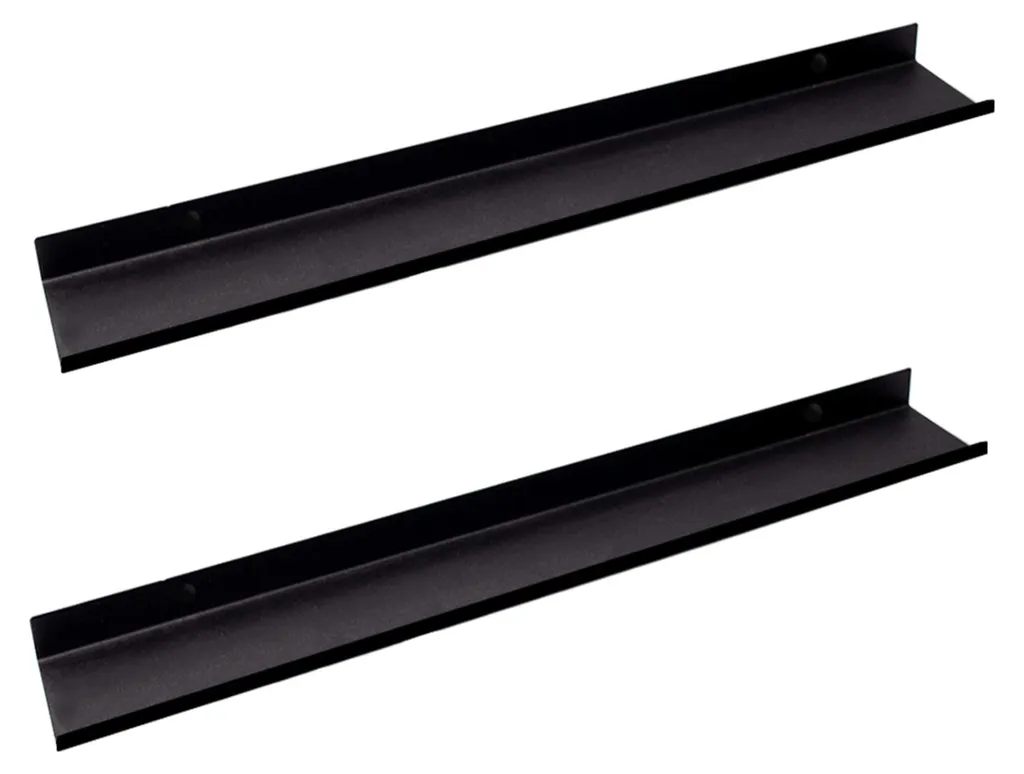 Étagère pour tableaux métal noir 70x10cm - Lot de 2 fixations invisibles