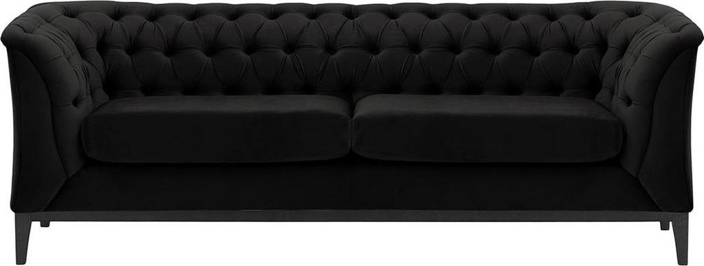 2,5-Sitzer Sofa Chesterfield Modern Wood aus medizinischem Schaumstoff-Velluto 20-black