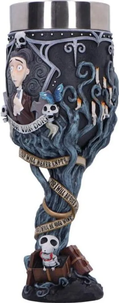 Calice Nemesis Now Corpse Bride Bleu avec Insert en Acier Inoxydable