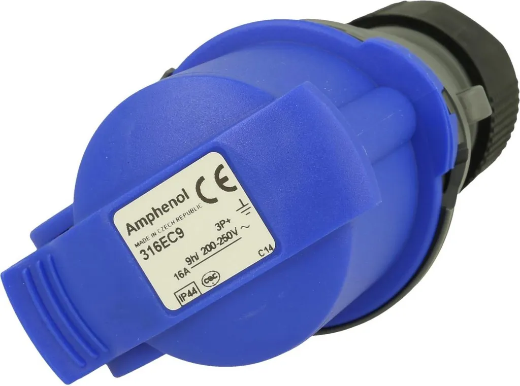 Amphenol Connettore CEE 16A 4 Poli 9h Blu 230V | Qualità Professionale
