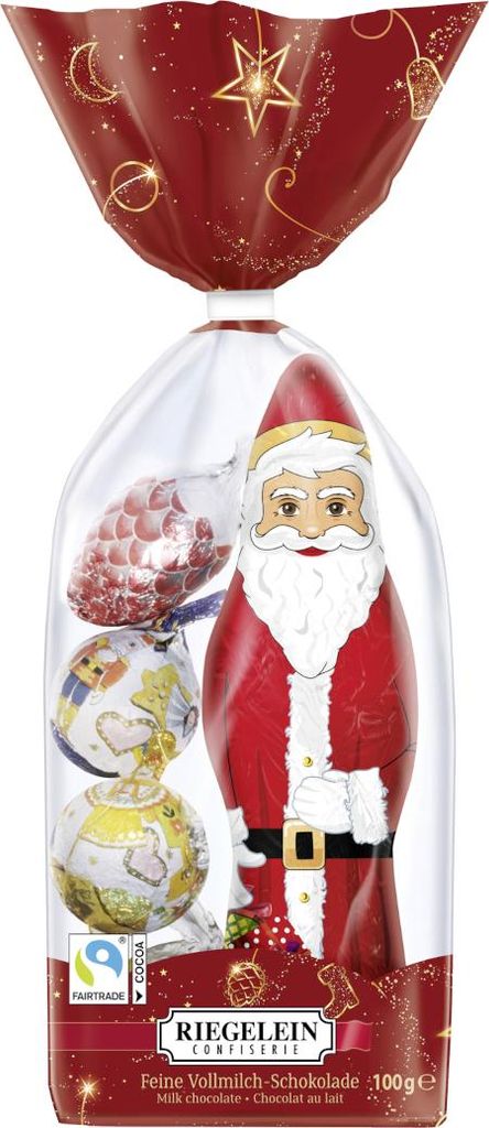 A bag of Christmas-themed chocolate.