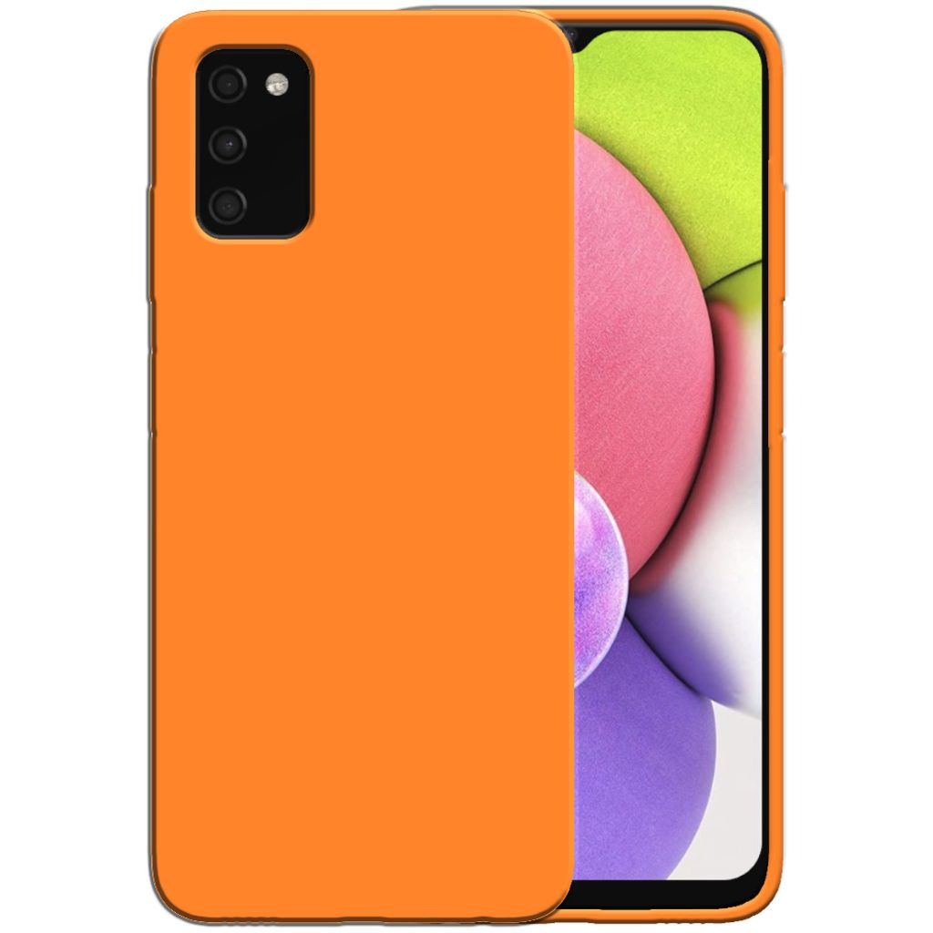 Smartphonica Silikonhülle für Samsung Galaxy A03s Hülle mit weicher Innenseite - Orange