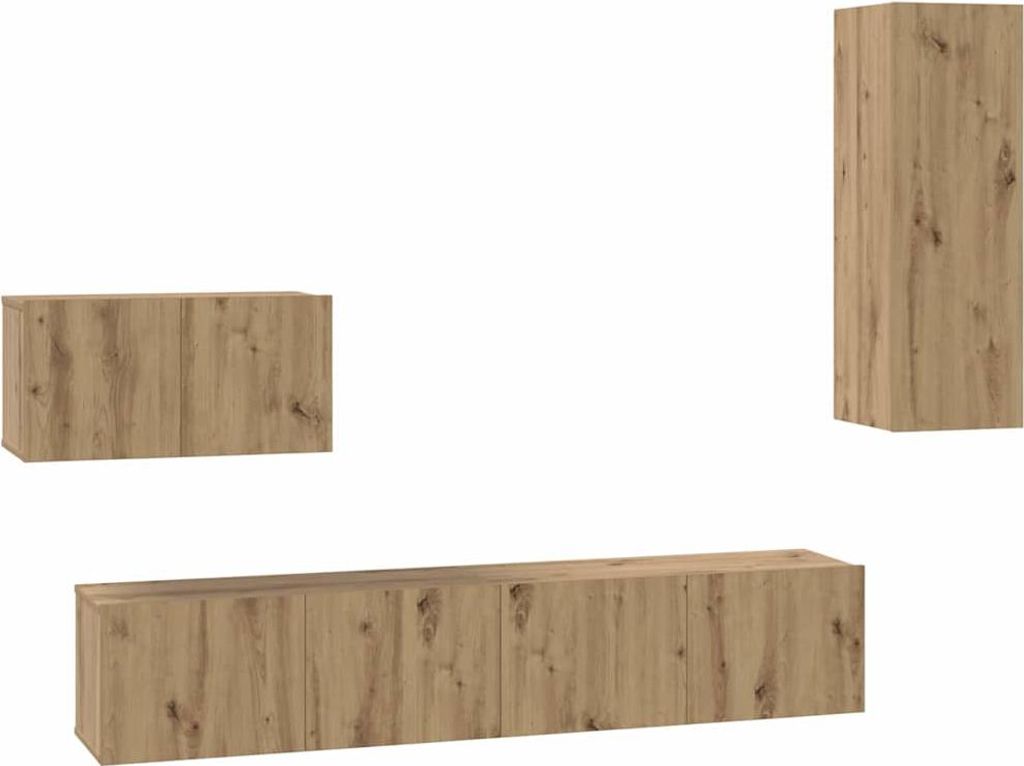 Wand-TV-Schrank Wandmontiert 4 pcs Artisan-Eiche Holzwerkstoff