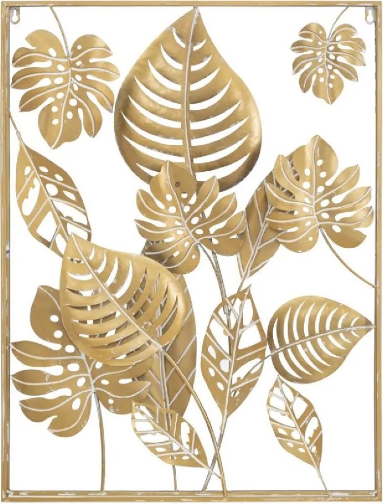 Décoration Murale Jungle en Métal Doré Mauro Ferretti 60x80 cm Design