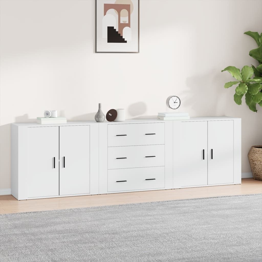The Living Store Sideboards 3 Stk. Weiß Holzwerkstoff