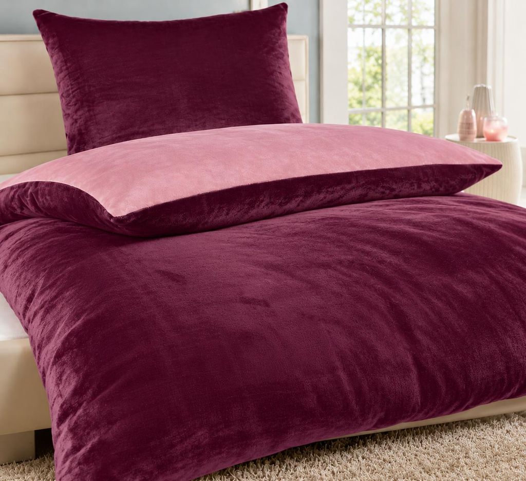 Bettwäsche Winter Flausch Cashmere Touch Uni Wende warm 2 Produktbild 