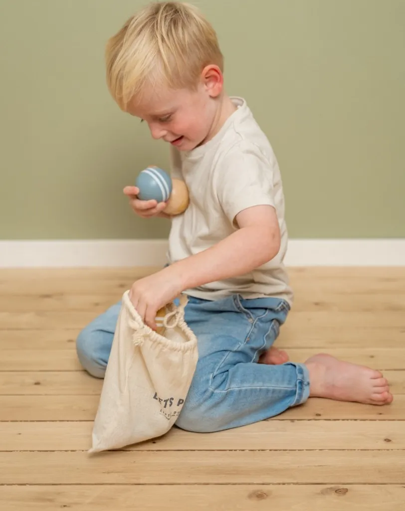 Jeu de pétanque enfant sécurisé - Boules en bois légères Little Dutch