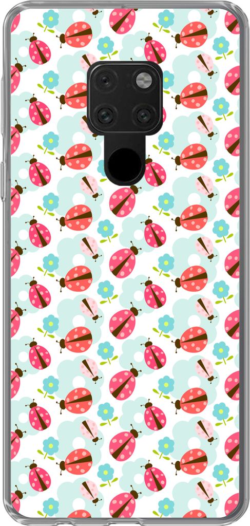 MuchoWow Handyhülle Schutzhülle Hülle für Telefoonhoesje Huawei P40 Lite Mädchen - Marienkäfer - Blumen - Muster - Mädchen - Kinder - Kind...