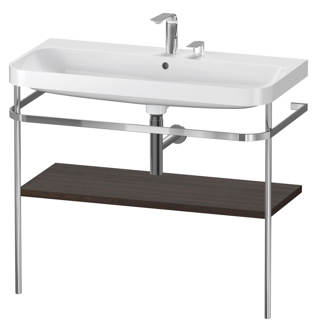 Duravit Happy D.2 Plus c-shaped Set mit Metallkonsole, 975x490mm, 2 Hahnlöcher, HP4838E6969