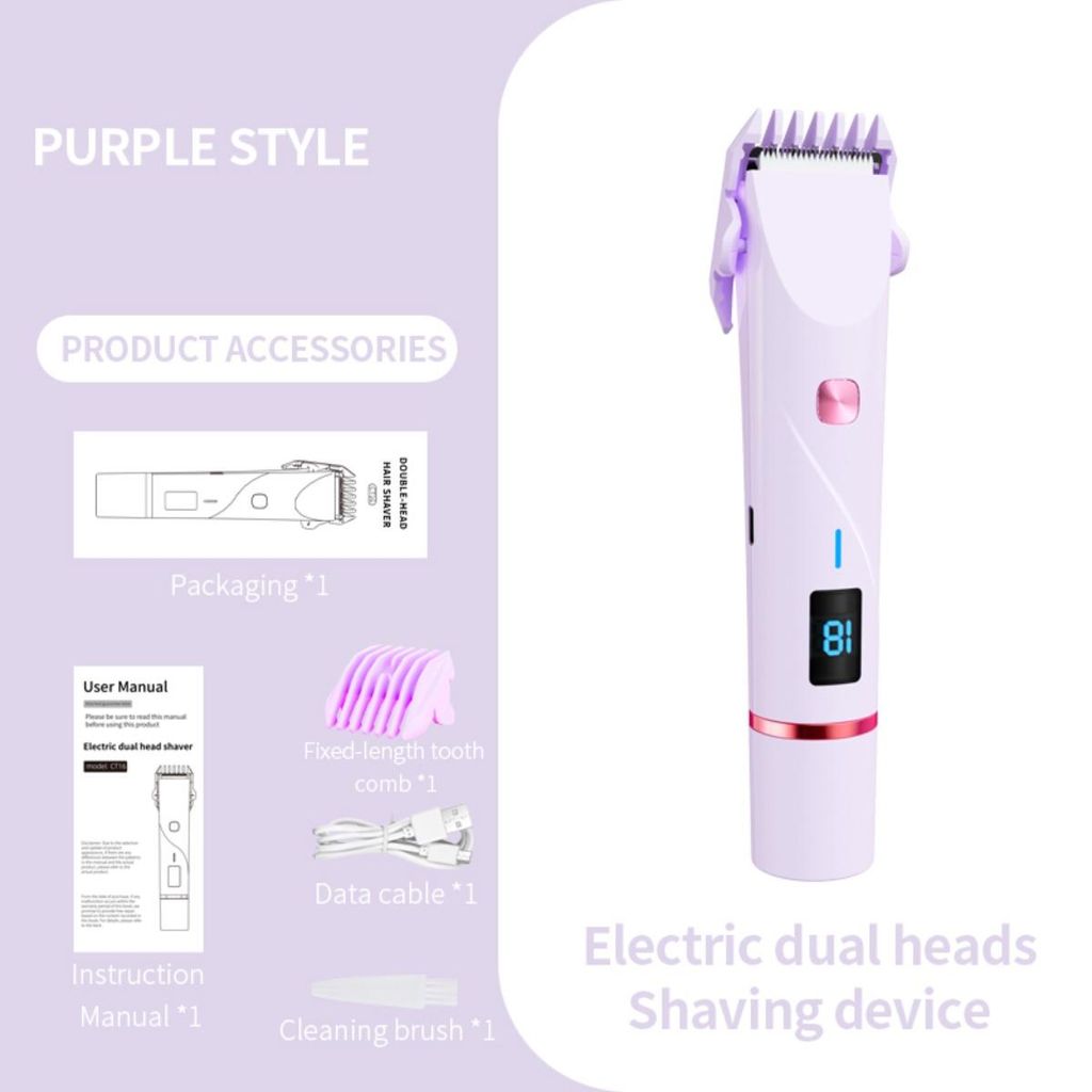 INF Dualkopf Trimmer ABS 16.7cm LED wasserdicht für Körperpflege Blau