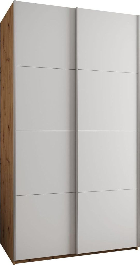 MEBLE KRYSPOL LUX 1 Kleiderschrank - 245,5x130x64cm - Artisan, Weiß, Silber