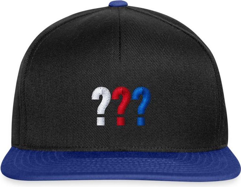 Spreadshirt Die Drei Fragezeichen Logo Stickerei Snapback Cap, One size, Schwarz/Königsblau