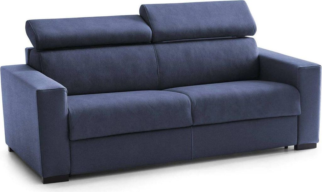 Festes Sofa Leila, 2-Sitzer-Sofa, 100% Italy, Sofa-Wohnzimmer, aus gepolstertem Stoff, mit verstellbaren Kopfstützen und serienmäßigen Armlehne...